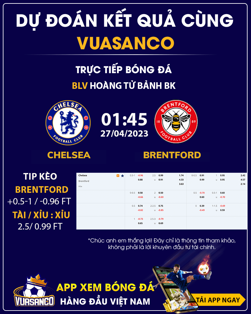 Soi kèo Chelsea vs Brentford 01h45 – 27/04 - Premier League